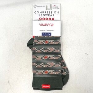 Vim & Vigr Moderate Compression L/XL‎ Knee Socks 1 Pair 15-20 mmHg Stripe 14-18"